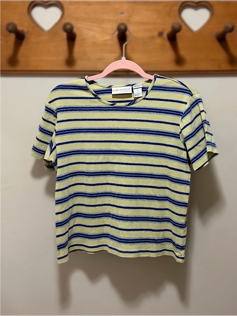 VINTAGE Chadwick’s Real Comfort Striped Cotton Tee Yellow Blue L